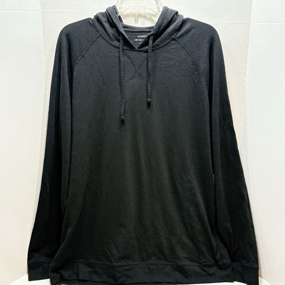 Vince Men's Black Slub Cotton Pullover Hoodie XL NWT Quiet Luxury